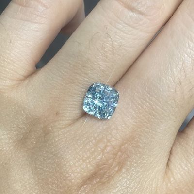 Fancy Intense Blue Man Made CVD Coloured Diamond Pillow Shape 3+ct