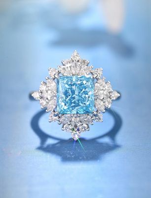 /Price Cut 3ct VS Syntetyczne niebieskie pierścionki diamentowe /18k białe złoto