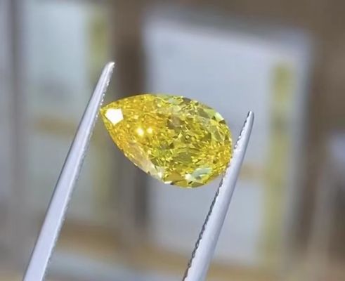 1.16ct Pear Cut Lab Fancy Żywy Żółty HPHT Diament VS1 Jasność Idealny do biżuterii ślubnej