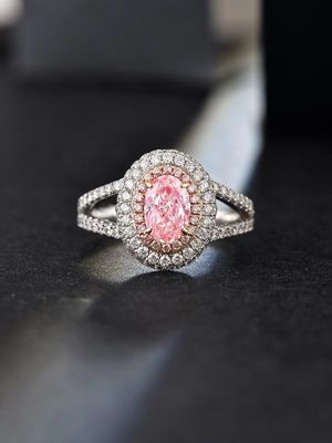 0.89ct Sztuczna sztuczna sztuczna różowa CVD Diament IGI Certyfikowany 18K Biały Złoty Zestaw Diamentowy