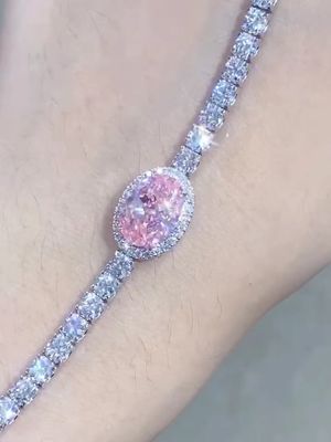 2.87ct Różową Diament Tenisowa bransoletka Owalny losowany Diamenty syntetyczne