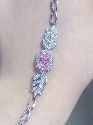 Owalny skrócony syntetyczny diamentowy bransoletka tenisowa 2,72ct Różowy diamentowy bransoletka Owalny kształt