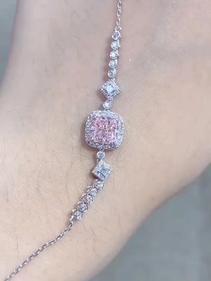 Wykonane przez Cushion Cut Lab Diamentowa bransoletka Różańcowa Fancy Diamentowy Kolor 1.52ct