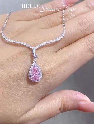 1.97ct Laboratory grown Diamant Pendants Naszyjnik Pear Cut Różowy Kolor