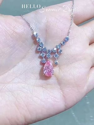 Certyfikowane przez IGI Laboratorium Wyhodowane Diamanty Wisiorki Gruszkowy 2,84kt Różowy Kolor Fansy