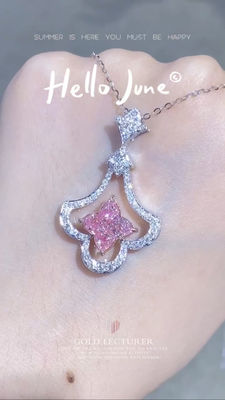 Cztery liście klinery lilie cięte w laboratorium wyhodowane diamentowe wisiorki Fancy Pink 2.93ct