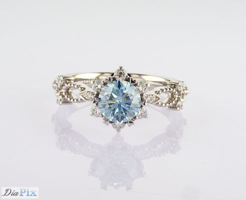 Niebieski CVD 1.01ct Laboratory Grown Diamond Wedding Ring 18K White Gold Set Certyfikowany przez IGI
