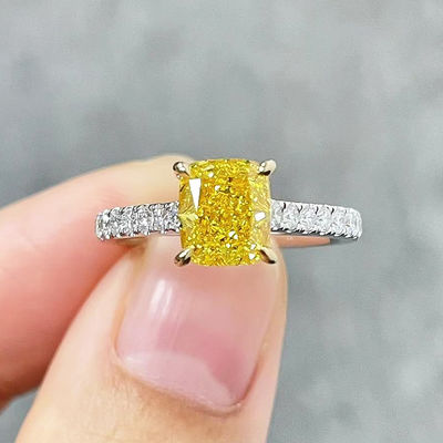 18K biały złoto laboratoryjne stworzone diamenty Pierścień zaręczynowy 1,05ct Fancy żywy żółty