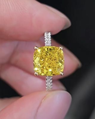 Żółty Diament Laboratorium Dorosły Diament Pierścienie zaręczyny Pierścień ślubny