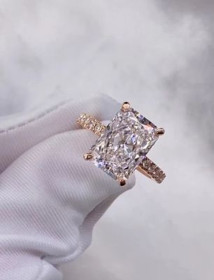 Radiant Diament Ring Biały Diament Ring zaręczyny Pierścienie ślubne Lab Grown Pierścienie diamentowe