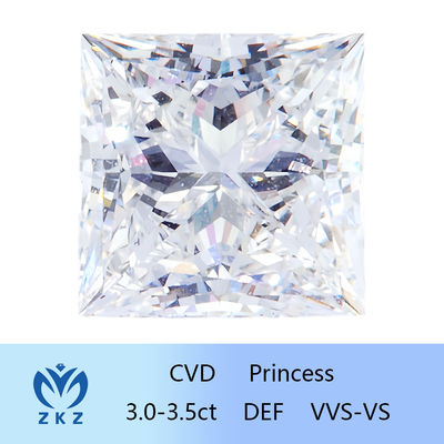 Loose Diamond CVD Lab Grown Bezbarwny kształt księżniczki 3ct ~ 3,4ct Syntetyczny diament z certyfikatem IGI