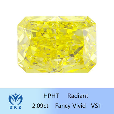 HPHT Fancy Vivid Yellow Diamond Man Made Radiant Cut 2.09ct Certyfikat IGI