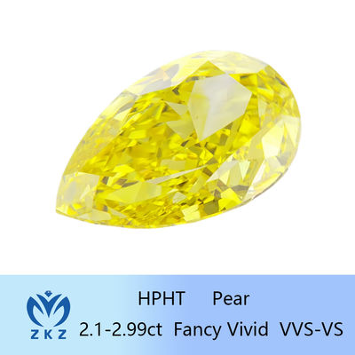 10 Mohs Loose Pear Cut Laboratory Stworzony Żółty Diament 2,1kt Do 2,99kt