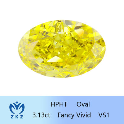HPHT Loose Lab Żółty Syntetyczny Diament Owalny Zmodyfikowany 3-karatowy Fantazyjny Żywy