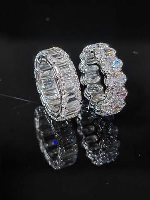 Owalne Lab Grown Diamentowe Pierścienie Szmaragdowy Cut Wieczny Pierścień Diamentowy