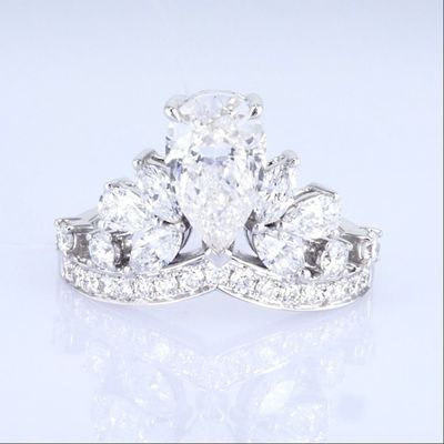 18k korona stylu laboratorium dorosły pierścionek diamentowy piękne kobiety księżniczka design biały lab-rozwinięty pierścionek diamentowy
