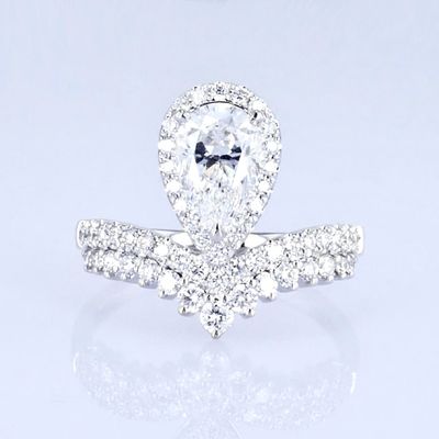 18k Kształt gruszki pełne diamenty kobiety Pierścień laboratoryjny dorosły pierścionek diamentowy Princess Design
