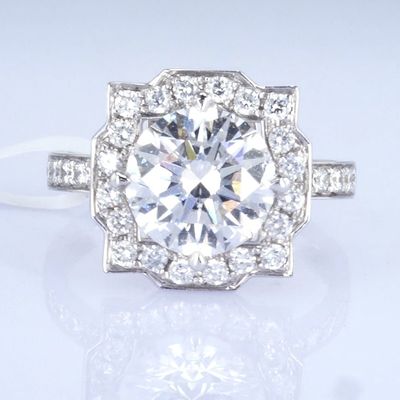 18k Cool Design Ring 3ct Biały Lab-Grown Diamentowy Pierścień Okrągły Kształt Syntetyczny Pierścień Diamentowy