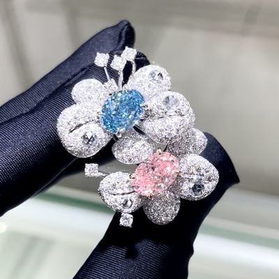 18k owalny kształt dwukolorowy styl pierścionek laboratoryjny dorosły różowy pierścionek diamentowy luksusowy i wyrafinowany projekt na imprezę na bankiet