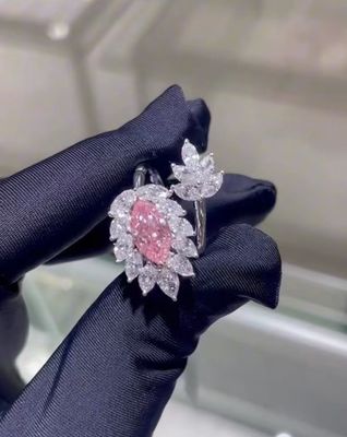 Marquise CVD Laboratory Dorosły Diament Biżuteria Różowy Diament Pierścień 18k Białe złoto Biżuteria na zamówienie