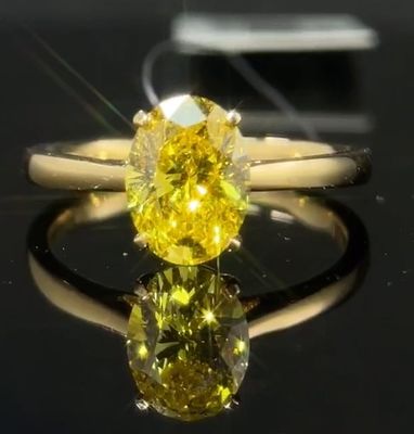 1.59ct Lab Diament Biżuteria Owal Cut Diament Pierścień Fancy Żółty Styl Klasyczny