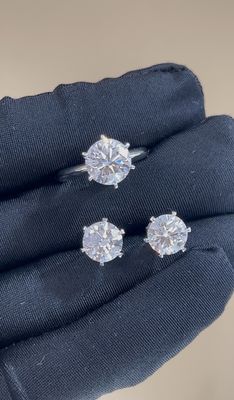 Klasyczny T Six Prongs Laboratory Grown Diamond Ring Stud Kolczyki fabryczne dostosowanie